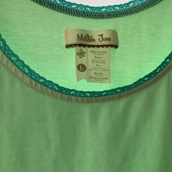 Matilda Jane Large tank top with teal lace trim - Picture 4 of 5
